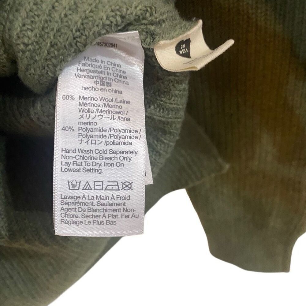 Madewell Glenbrook Half-Zip Merino Wool Pullover Sweater in Heather Palm Green X - Picture 2 of 7